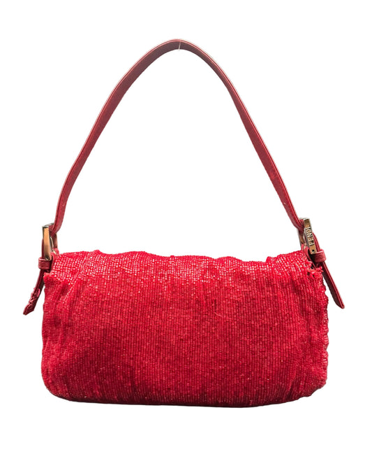 Fendi Cherry Red Beaded Baguette