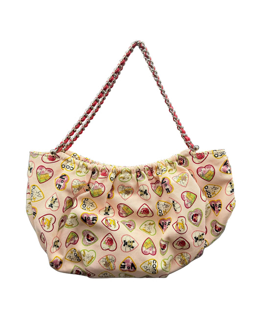 Chanel Pink Canvas Coco Hearts Valentine Bag