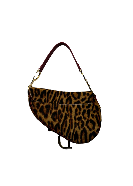 Pony Hair Leopard Saddle Bag