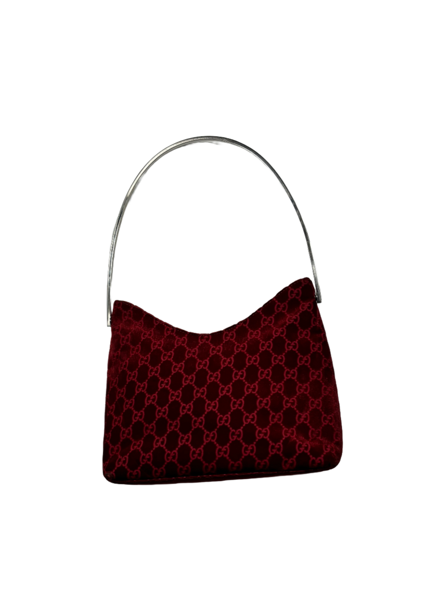 Rental Short Red Devore Metal Handle Bag