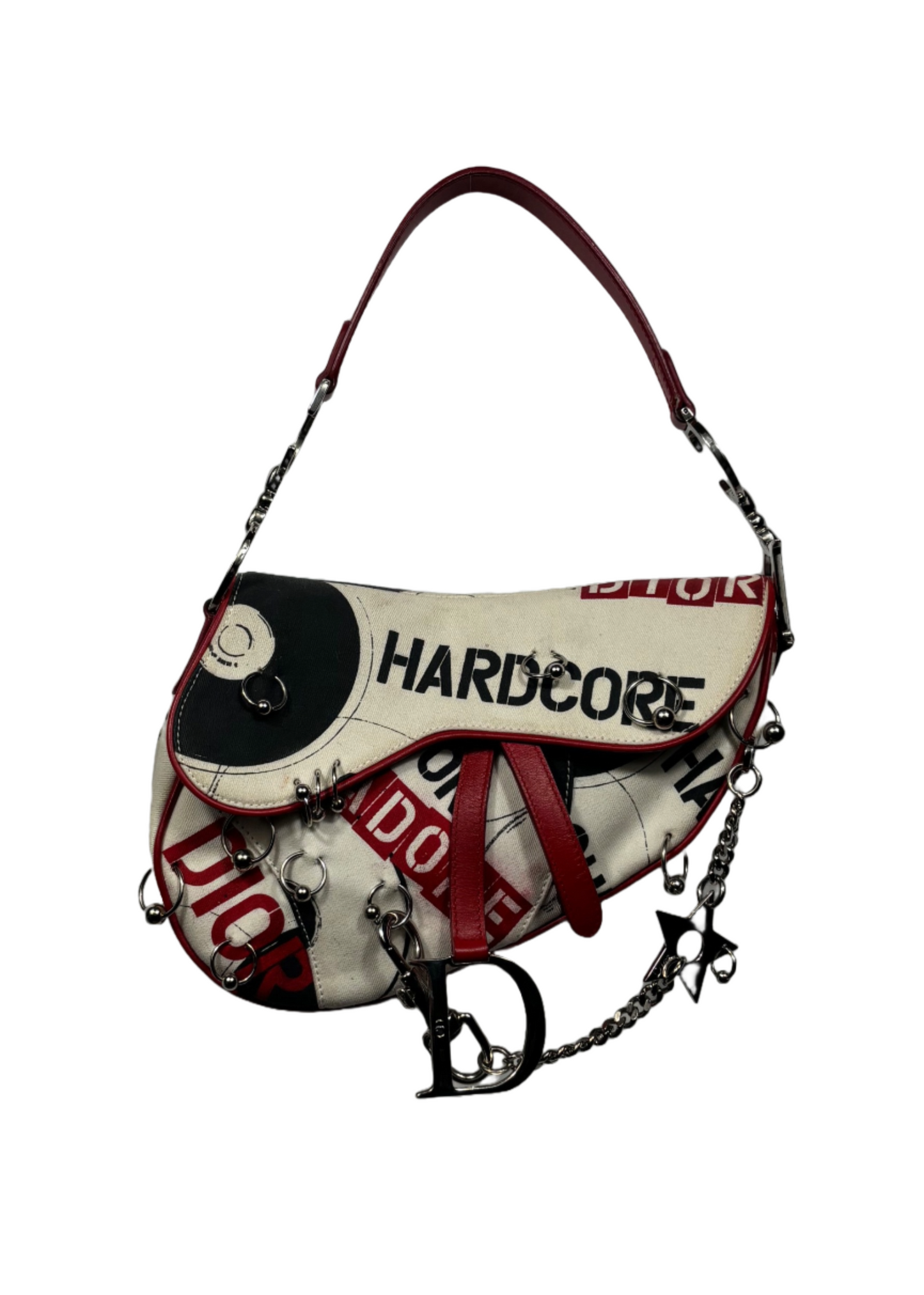 Rental Printed Canvas Pierced Hardcore Saddle Bag