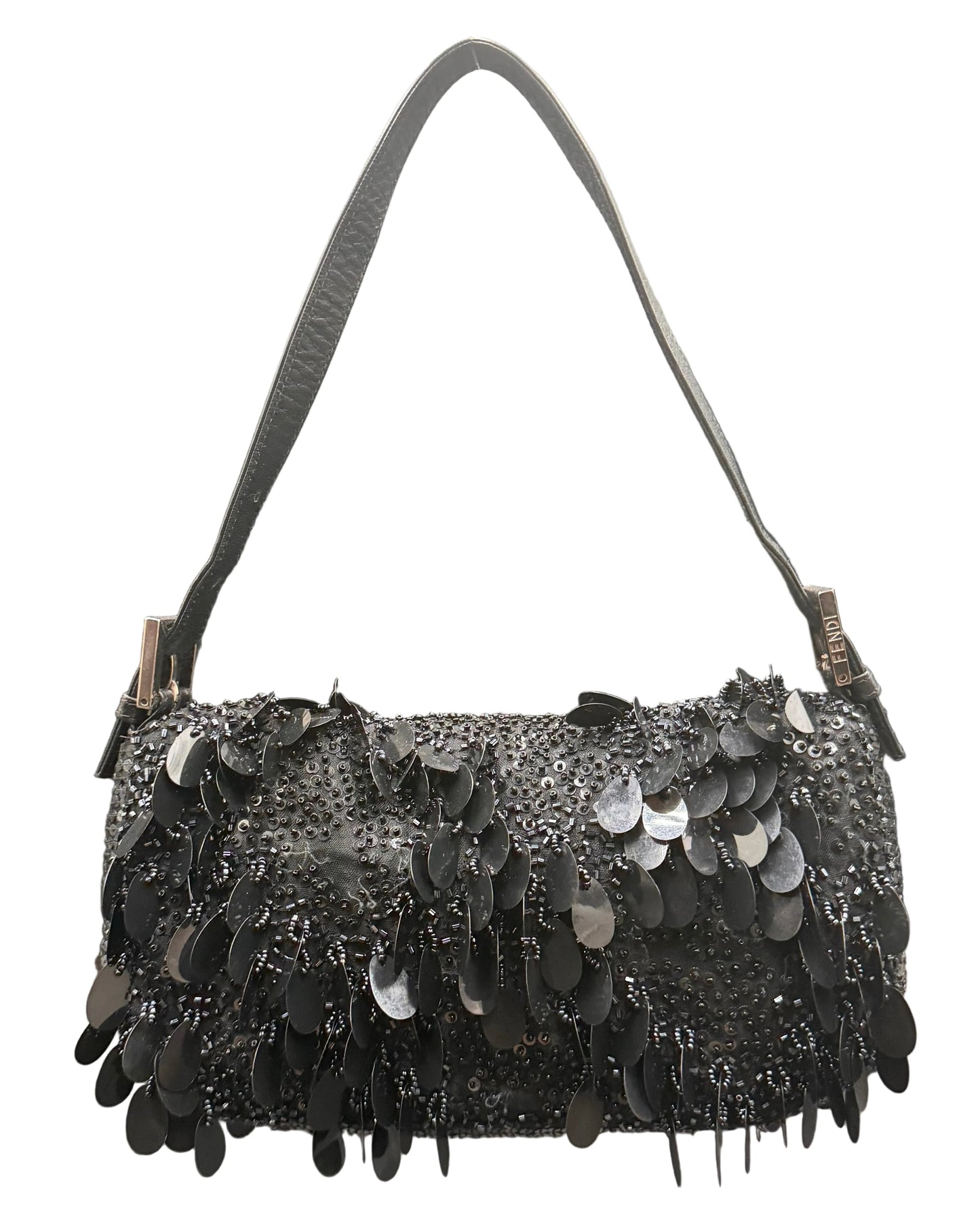 Fendi Black Sequin Baguette