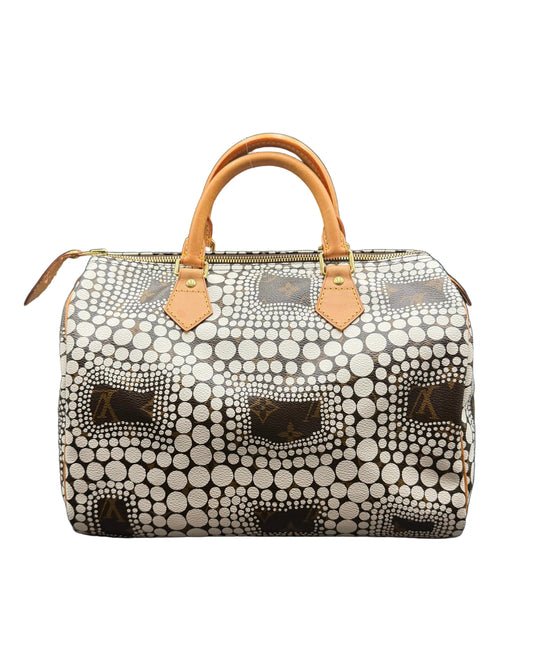 Louis Vuitton White Yayoi Kusama Dotted Speedy 30