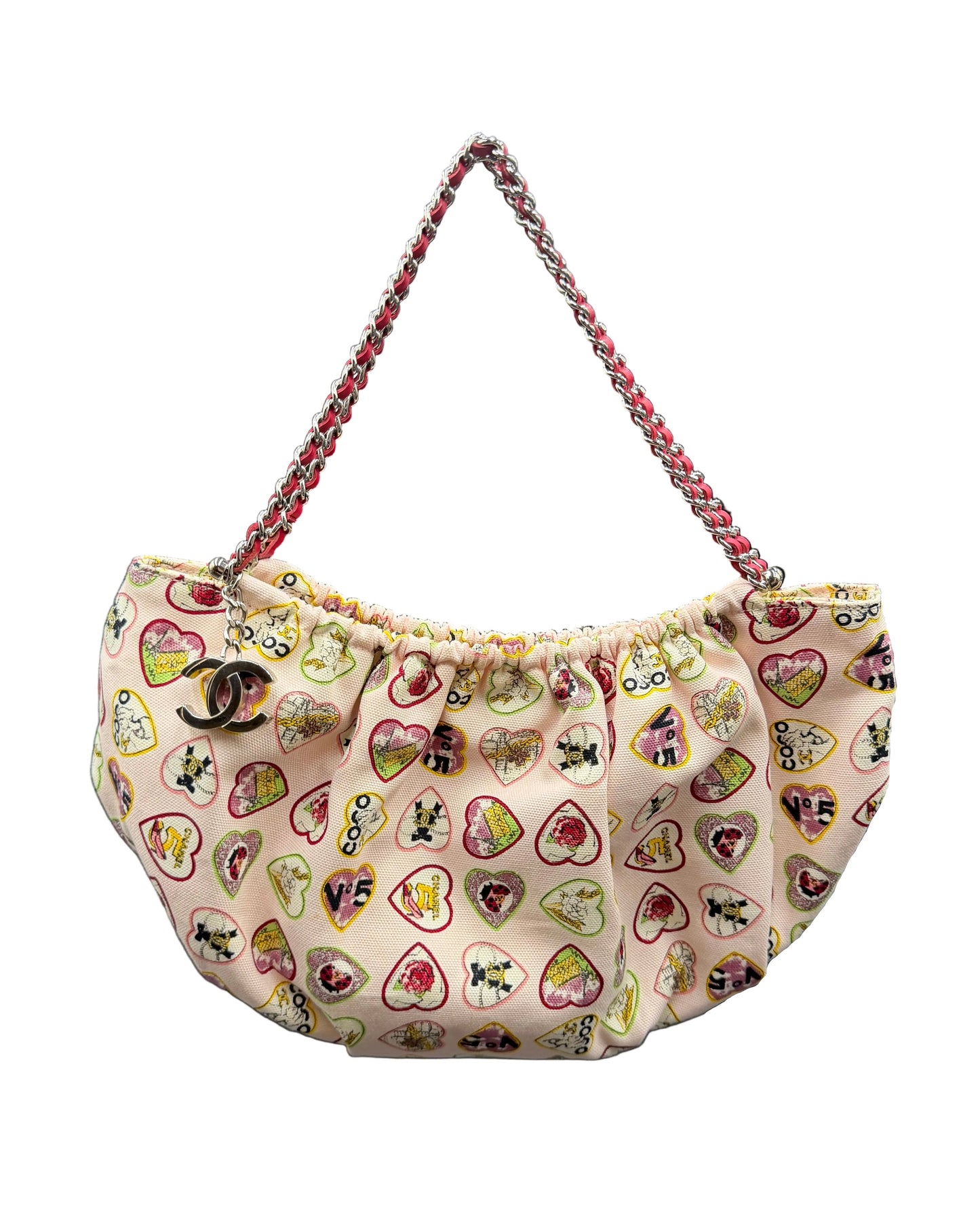 Chanel Pink Canvas Coco Hearts Valentine Bag