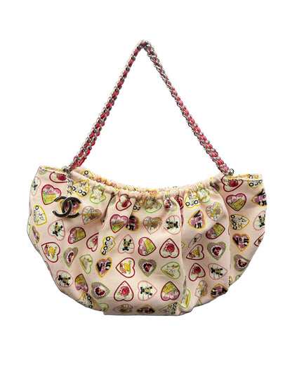 Chanel Pink Canvas Coco Hearts Valentine Bag