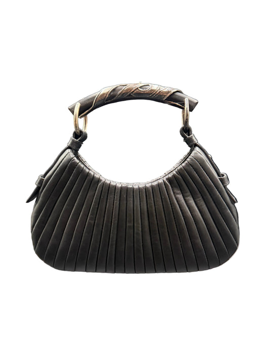 Yves Saint Laurent Black Pleated Leather Mombasa