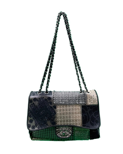 Chanel Black & White Rubber Patchwork Jumbo Flap