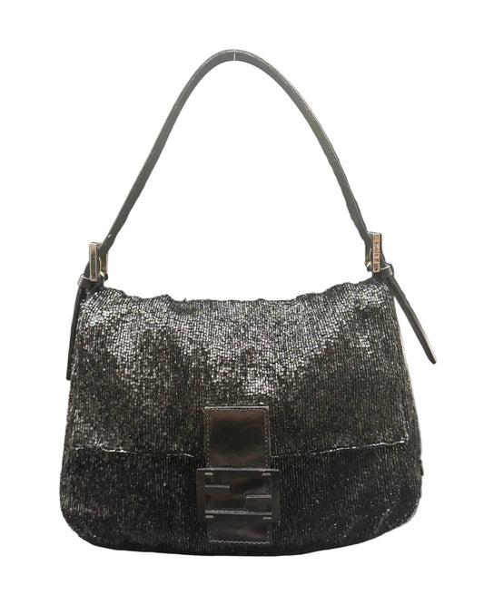 Fendi Black Beaded Mamma Baguette