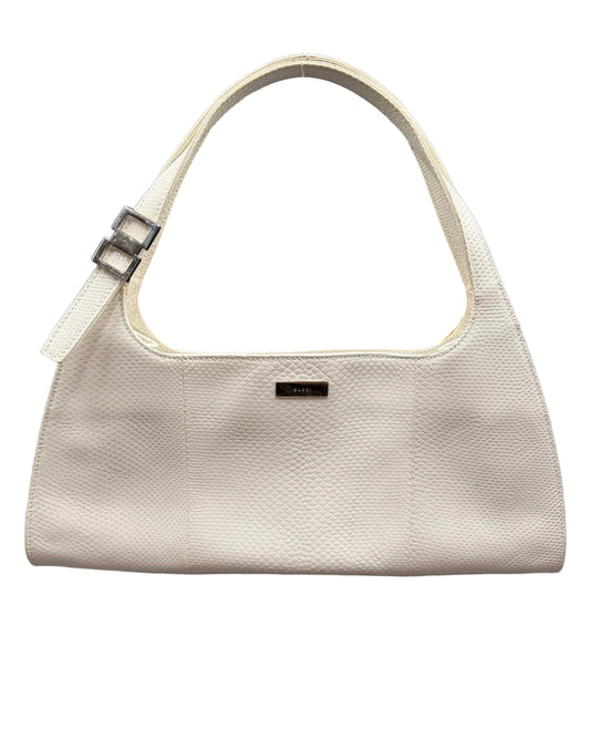 Gucci White Python Wide Shoulder Bag
