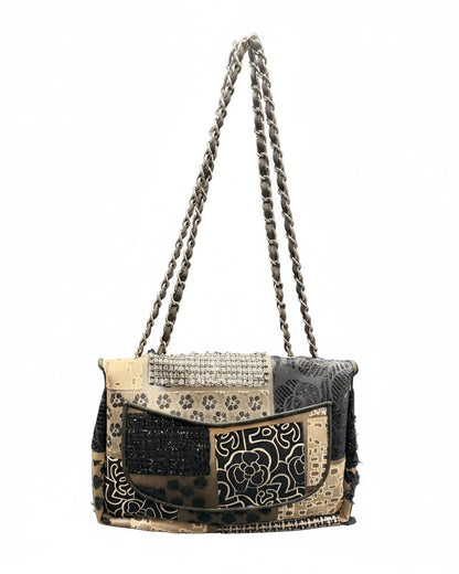 Chanel Black & White Rubber Patchwork Jumbo Flap
