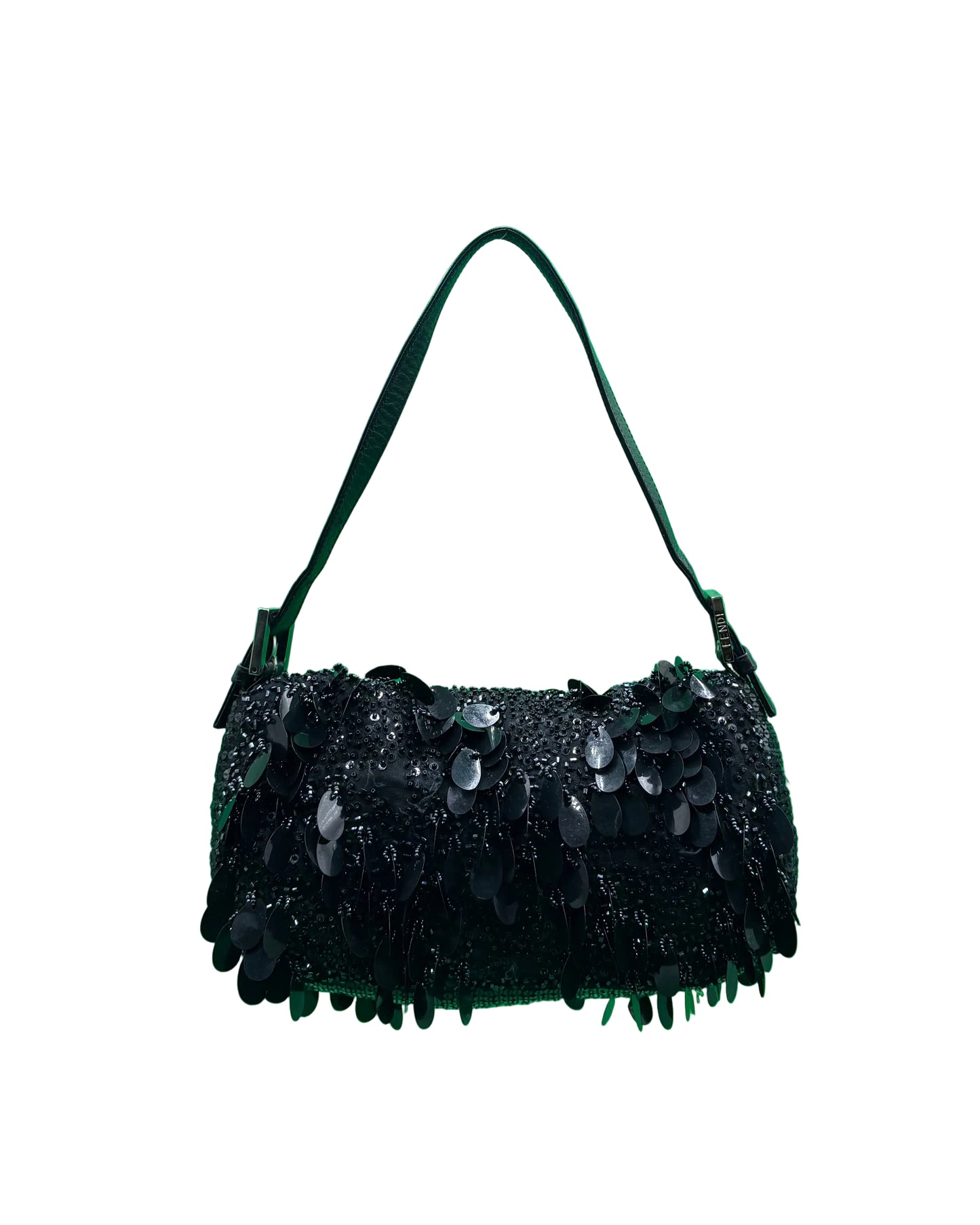 Fendi Black Sequin Baguette