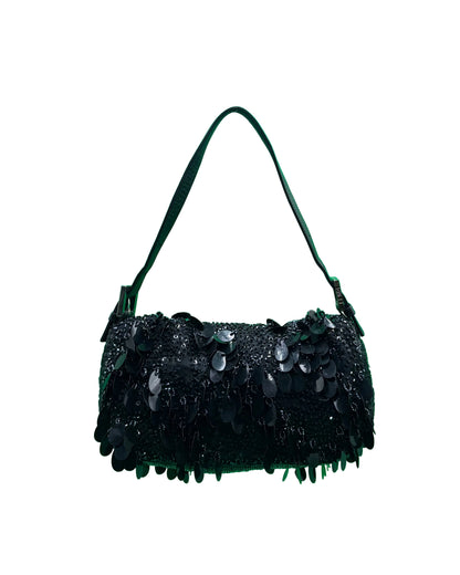 Fendi Black Sequin Baguette