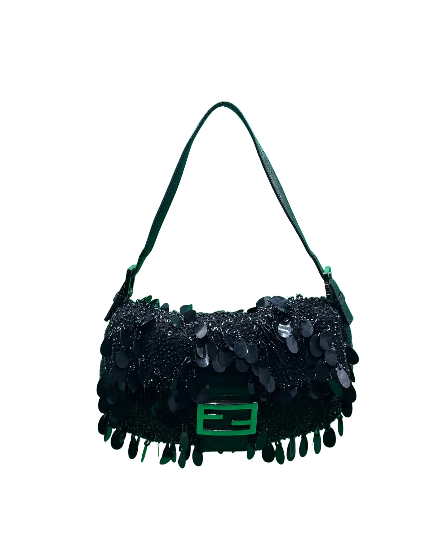 Fendi Black Sequin Baguette