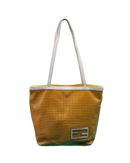Fendi Orange Perforated Tote
