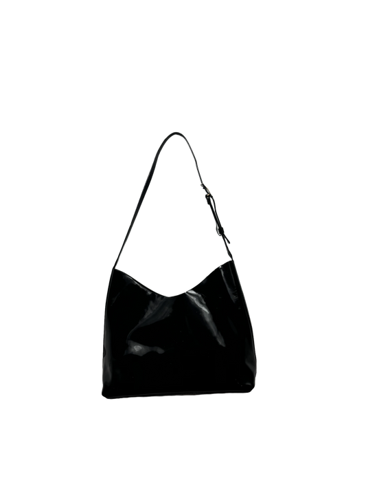 Short Black Patent Leather Skinny Strap