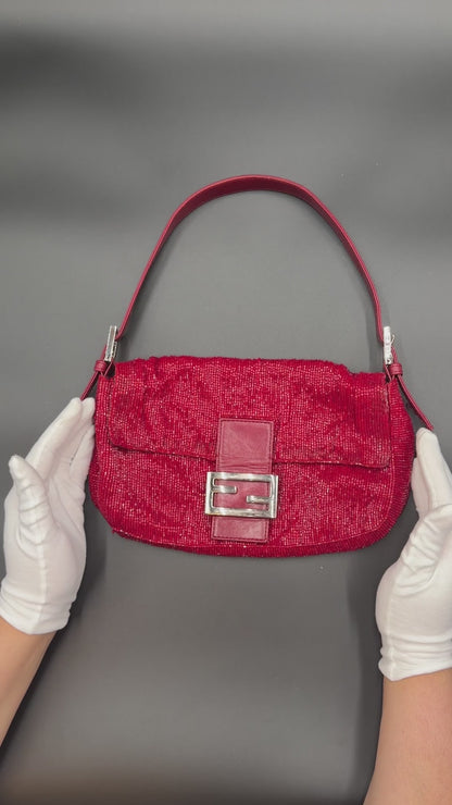 Fendi Cherry Red Beaded Baguette