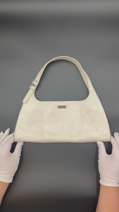 Gucci White Python Wide Shoulder Bag