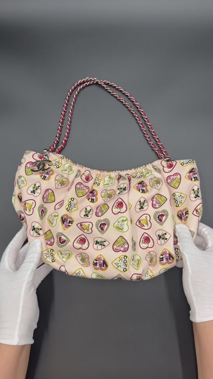 Chanel Pink Canvas Coco Hearts Valentine Bag