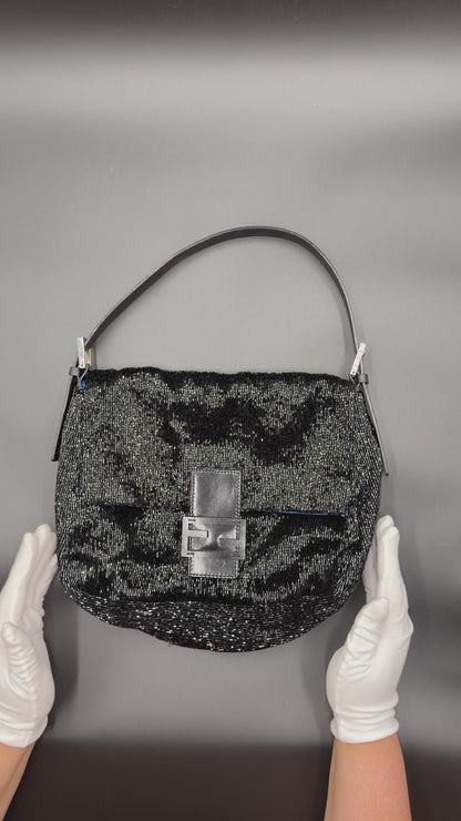 Fendi Black Beaded Mamma Baguette