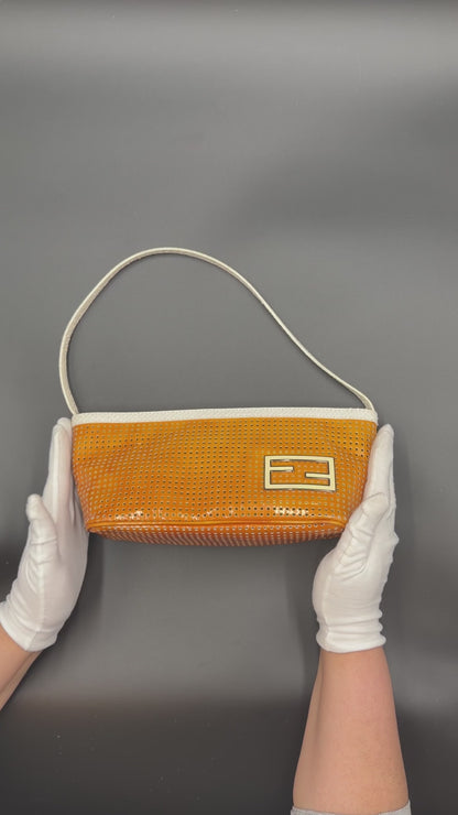 Fendi Orange Perforated Pouch